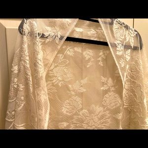 Women's Floral Lace Scarf Shawl with Fringe Tassels